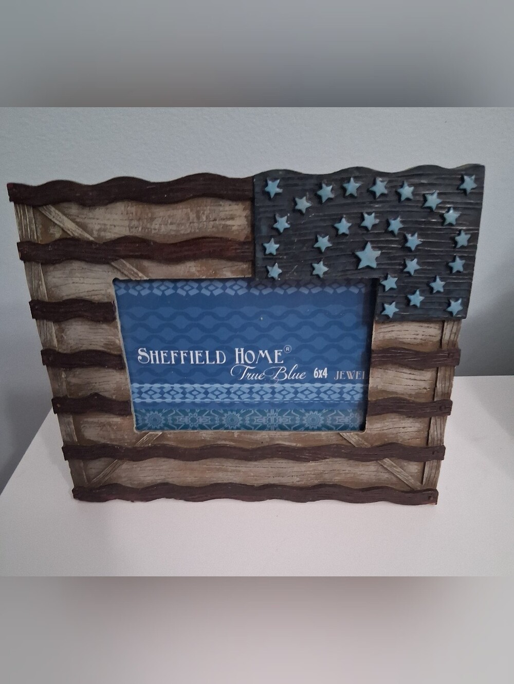 Sheffield Home Rustic American Flag Frame in Blue and Brown